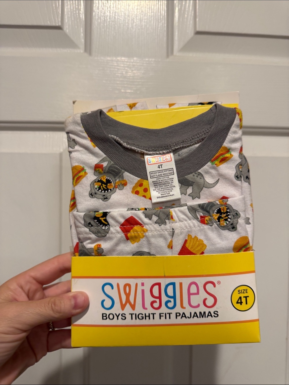 Swiggles Boys Pajama Set Gray Trim with White, Yellow, Red Prints